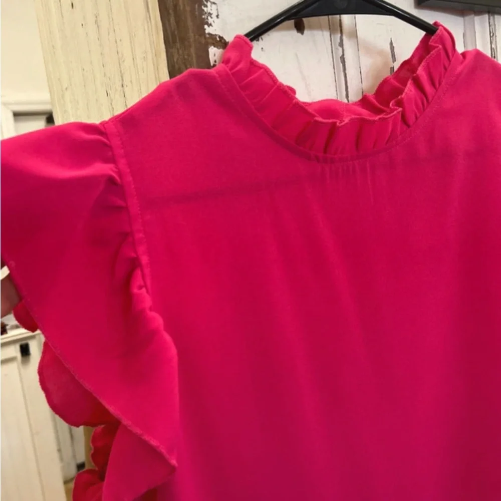 Fuchsia Ruffle Sleeve Blouse - Picture 3 of 5